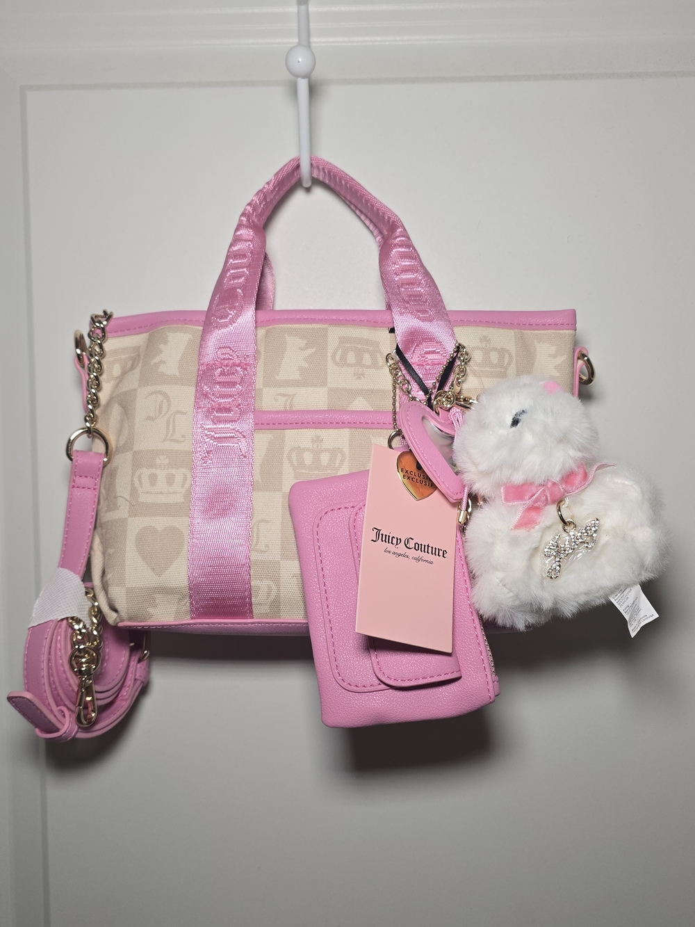 NEW JUICY COUTURE JUICY FESTIVAL MINI BAG      SANDSTONE and PINK